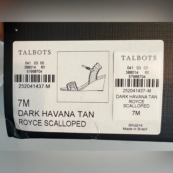 Talbots Brown Wedge Sandals with Scalloped Straps - Picture 6 of 6